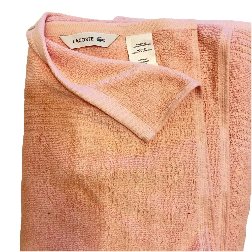 Lacoste ~ Champaign Pink Bath Towel 100% Cotton 30
